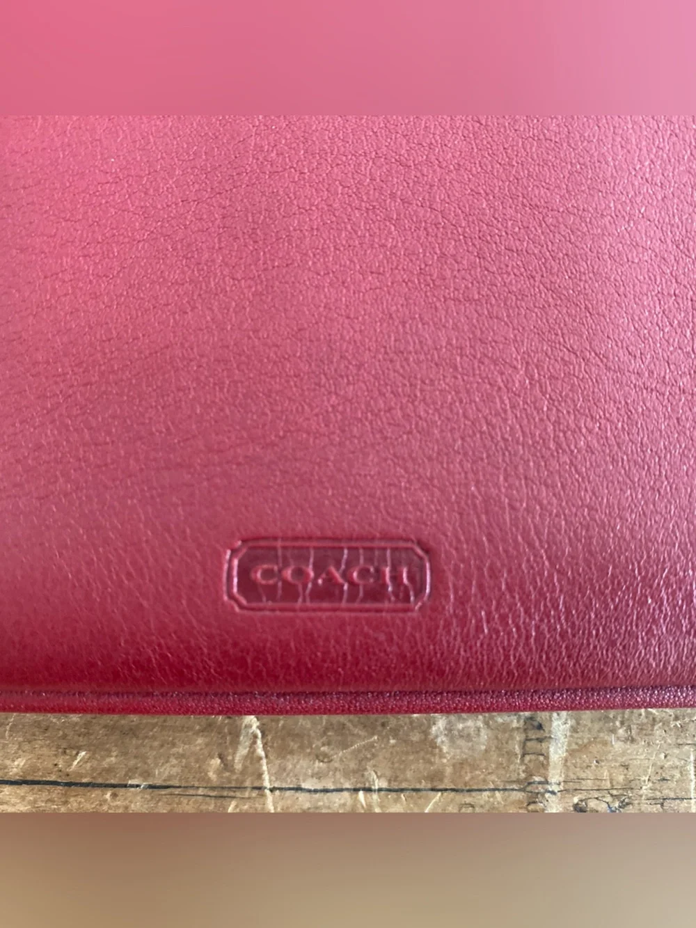 Vintage Coach Red Leather Clutch Wallet with Hangtag